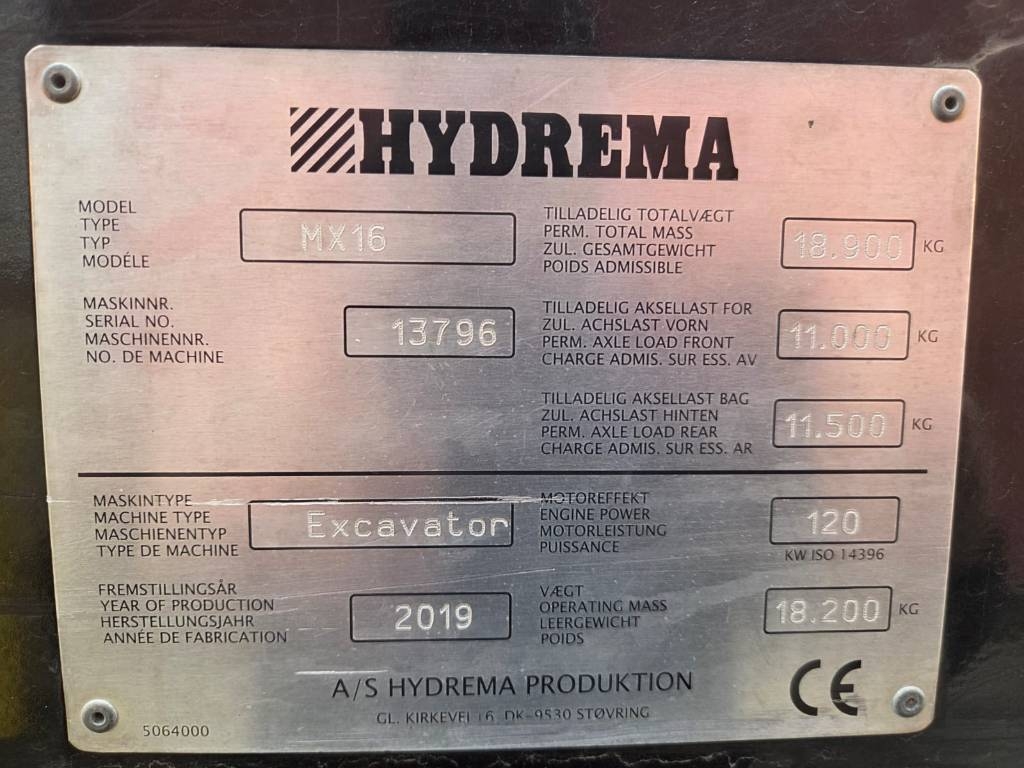 Hydrema MX 16 / Engcon, Määre, Soojendus kuva 15