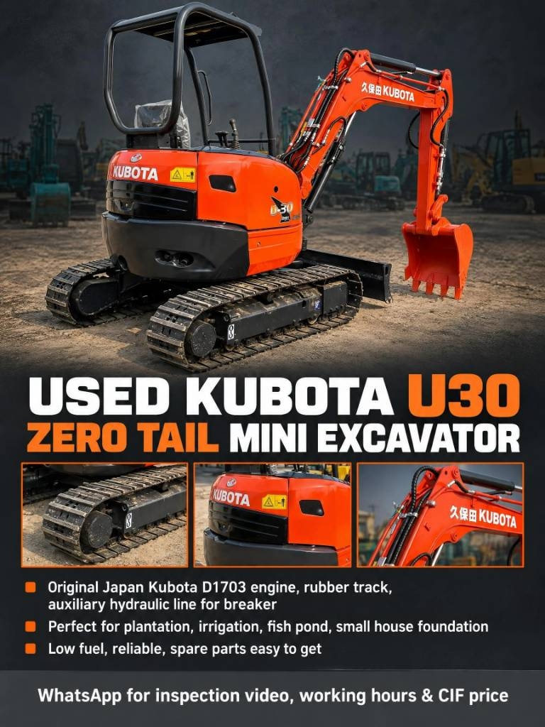 Mini-pelle Kubota U 30 — occasion 2025, 857 h