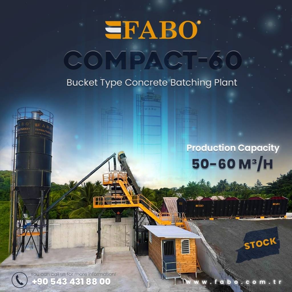 Fabo CENTRALE À BÉTON COMPACTE À GODET 60 M3/H
