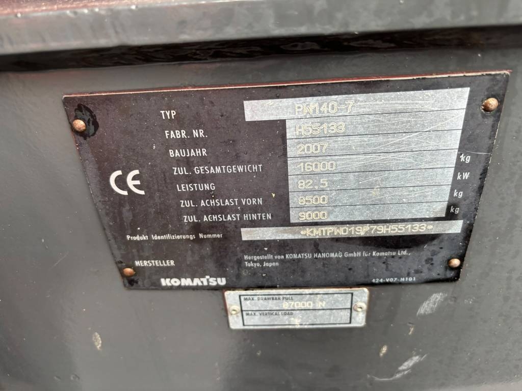 Komatsu PW 140-7 / Pyörittäjä, Rasvari, Uudet renkaat! kuva 14