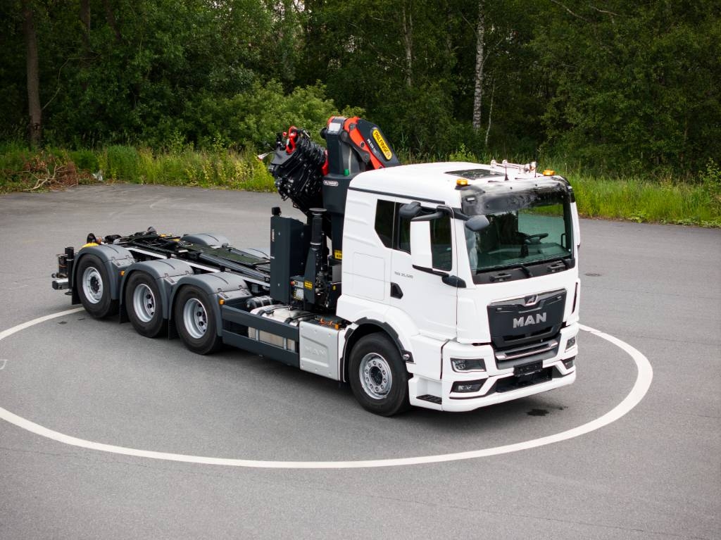 Camion plateau grue MAN TGS 35.520 Kran lastväxlare — occasion 2023