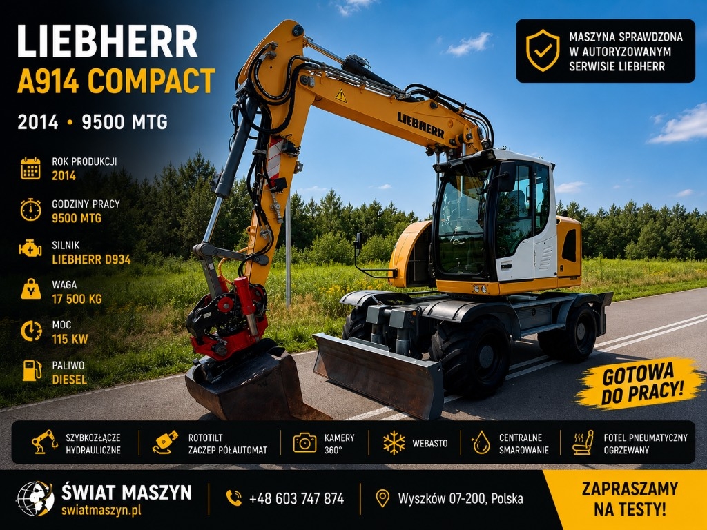 Pelle sur pneus Liebherr A 914 Compact Litronic — occasion 2014, 9 800 h