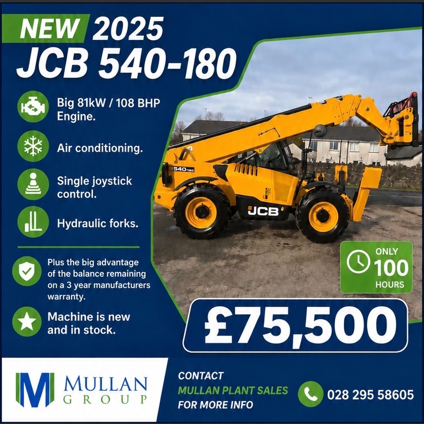 Chariot télescopique JCB 540-180 3 YR Warranty / Big Engine / AC / Joystick — occasion 2025, 100 h