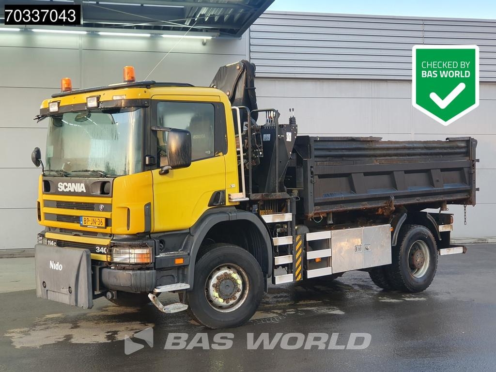 Camion benne Scania P114 4X4 4x4 3-way tipper HMF 1063 K2 Automatic Hy — occasion 2004