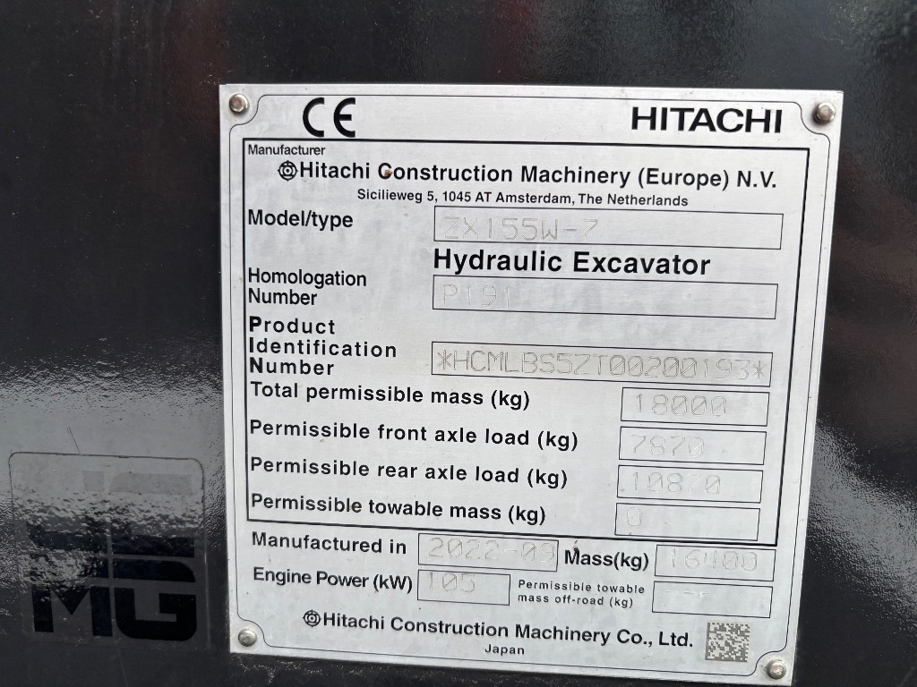 Hitachi ZX 155 W-7 / Rototilt, Rasvari, Lämmitin, StageV kuva 8