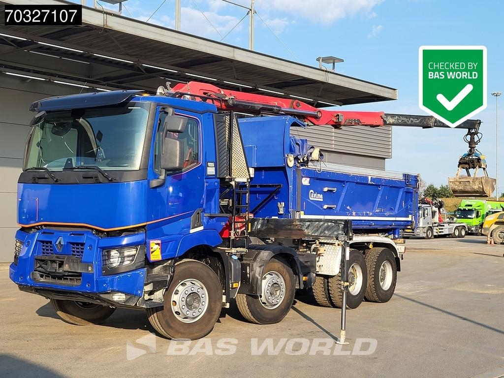 Renault C 480 C 8X4 HMF 2243 Z-Crane Tipper Full Steel Eur