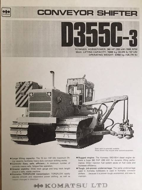 Poseur de canalisation Komatsu D 355 C-3 Rückeraupe / Coneyor Shifter (12002223) — occasion 1988, 2 411 h