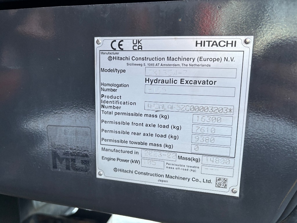 Hitachi ZX 135 W-7 / Engcon, määre, kütteseade, StageV kuva 8