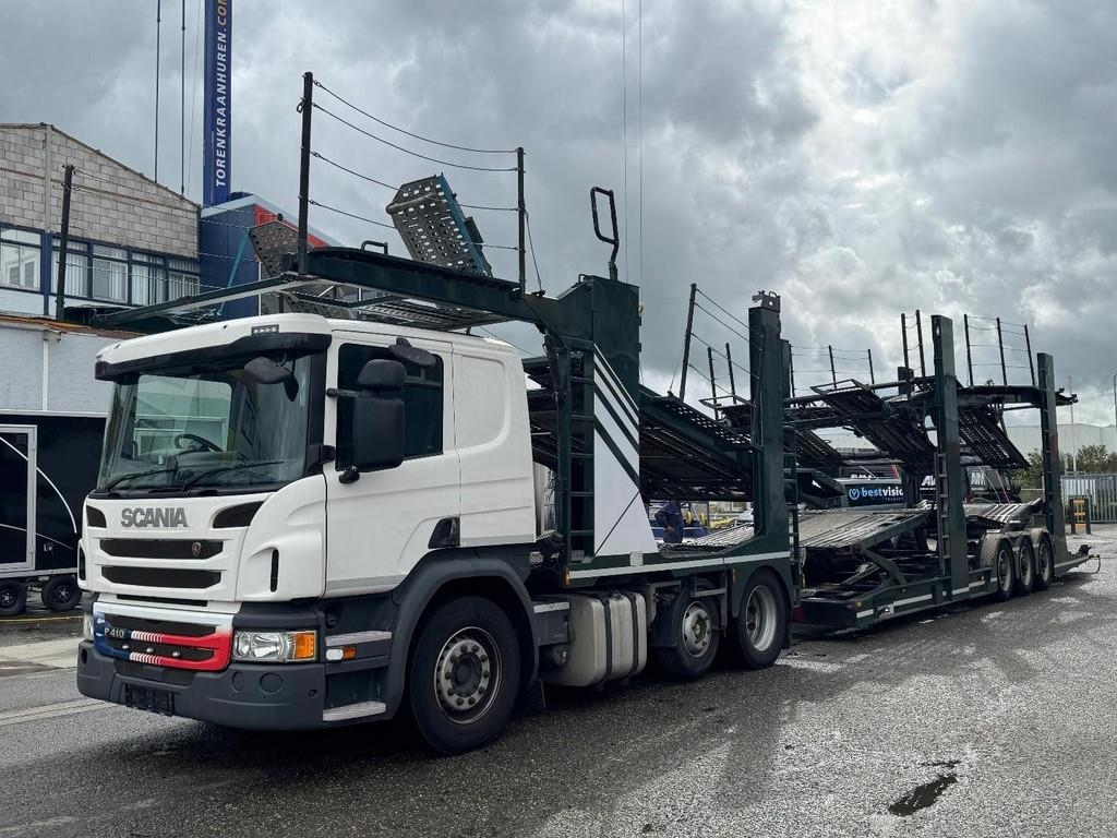 Camion porte-engins Scania P410 RHD 6X2 EURO 6 + HUNWICK 3 AXLE HANGER — occasion 2017