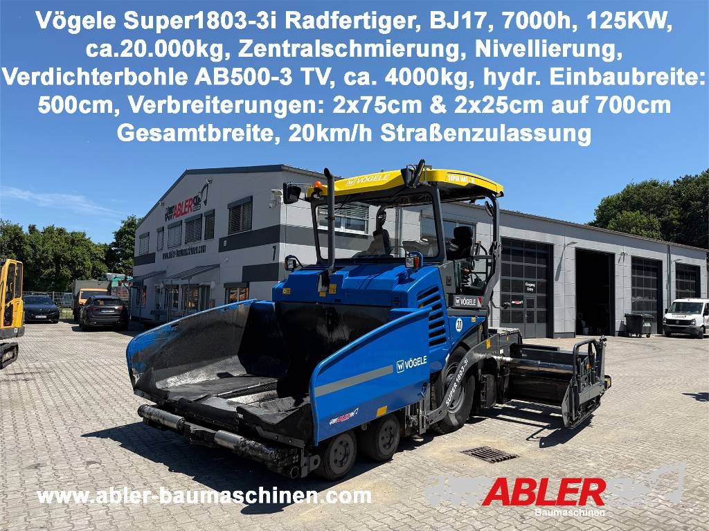 Finisseur Vögele Super 1803-3i Gesamtbreite 7m — occasion 2017, 7 000 h