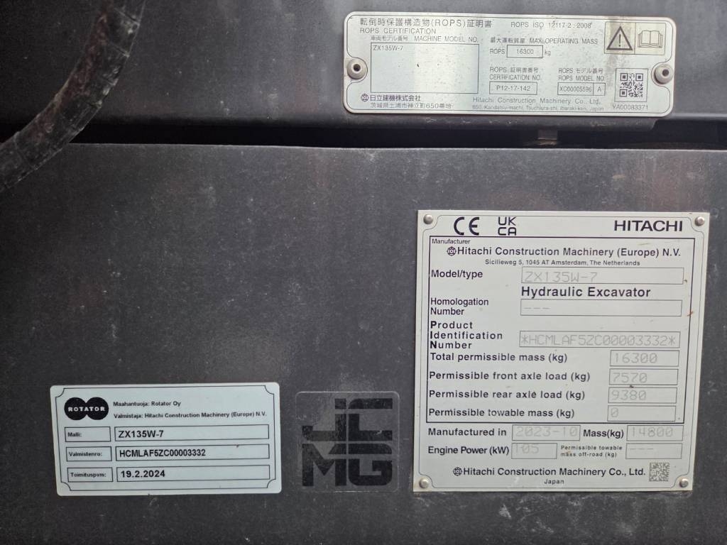 Hitachi ZX 135 W-7 Rotator, Sprzęt trakcyjny, StageV kuva 13