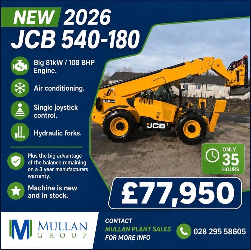 Chariot télescopique JCB 540-180 Big Engine / AC / Joystick / 3 Yr Warranty — occasion 2026, 50 h