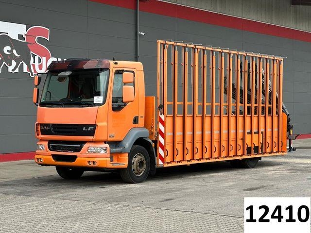 Camion plateau DAF LF 55.280 4x2 BL Pritsche mit FASSI LK &amp; Glast — occasion 2012