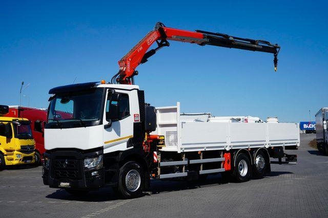 Camion plateau grue Renault C 430 / 6 X 2 / E 6 / SKRZYNIOWY + HDS / FASSI F — occasion 2018