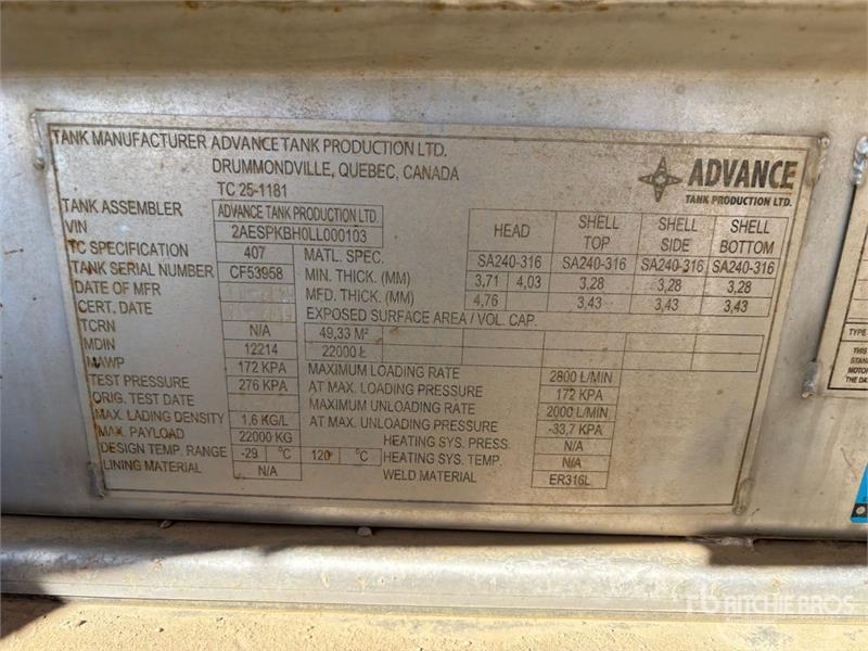 Remorque citerne Lazer 150F 22000 L Tri/A Tanker — occasion 2020