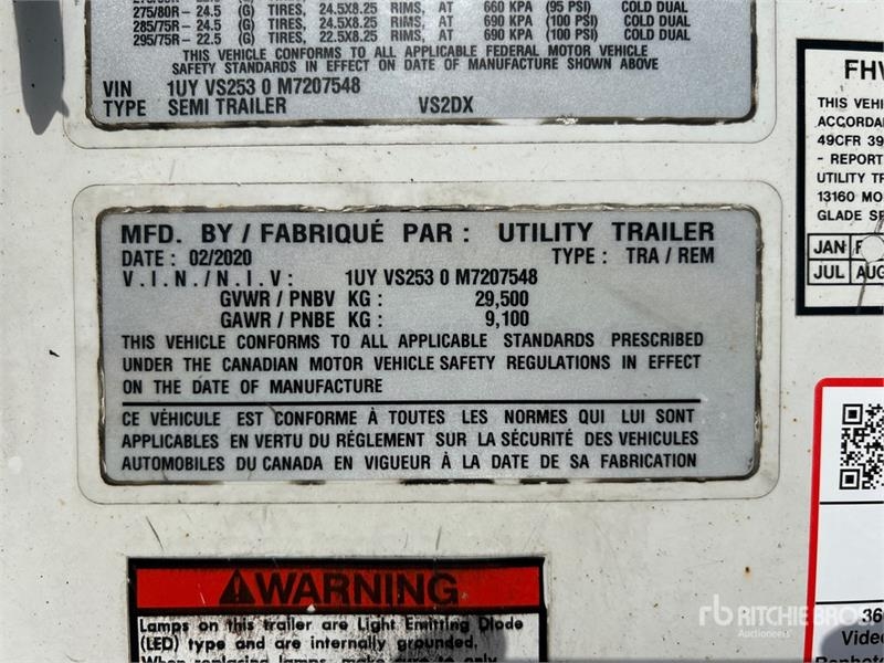 Utility 53 ft x 102 in T/A Van Trailer