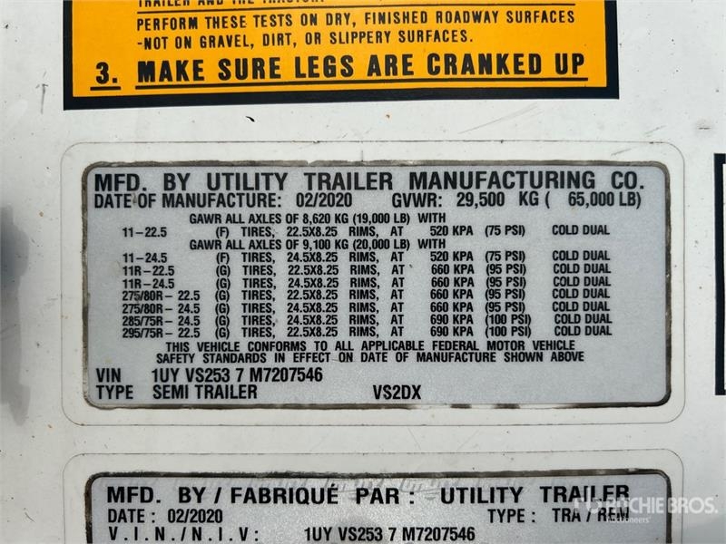 Utility 53 ft x 102 in T/A Van Trailer