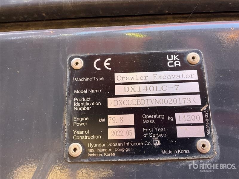 Pelle sur chenilles Doosan DX140LC-7 Tracked — occasion 2022, 4 663 h