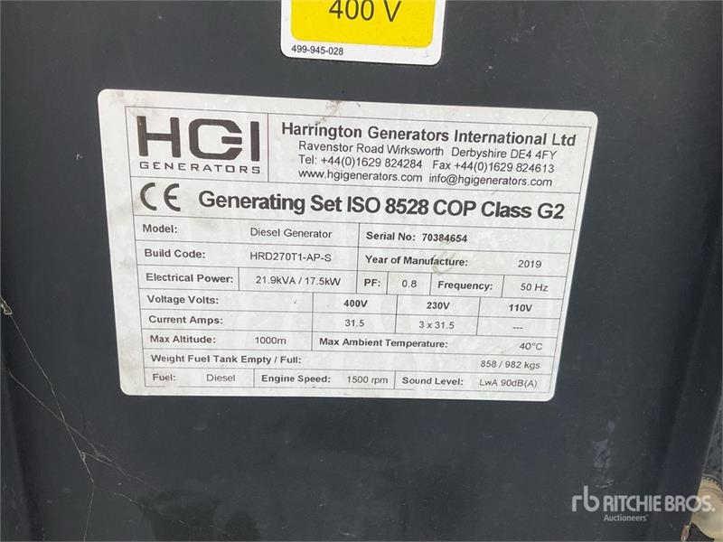 Groupe électrogène Harringon HRD270T1-AP-S Generator Set — occasion 2019