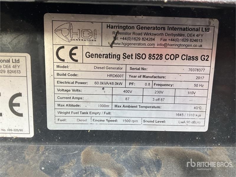 Groupe électrogène Harrington HRD600T Generator Set (Inoperable) — occasion 2017