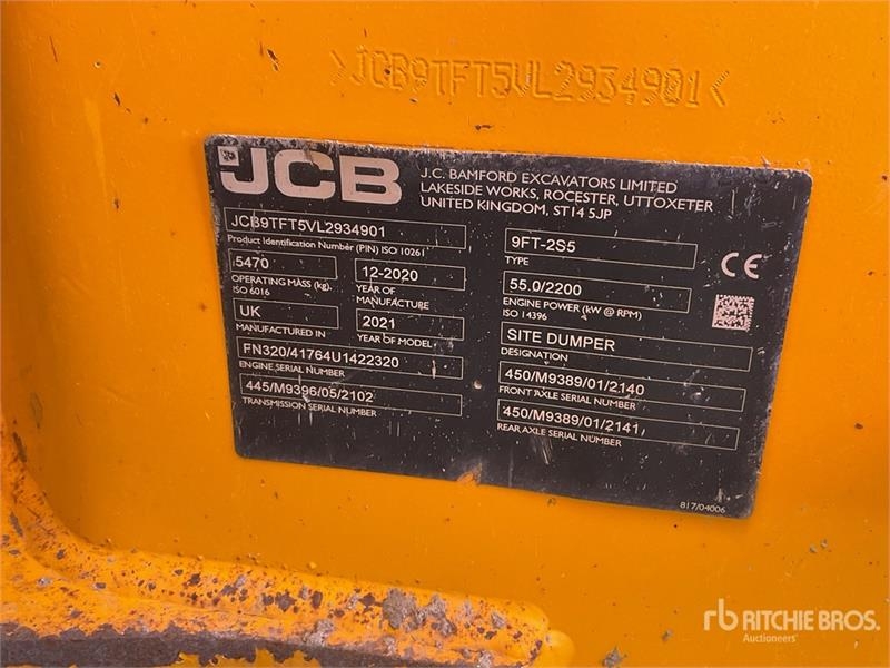 Mini-tombereau JCB 9FT 9 ton 4x4 (Inoperable) — occasion 2020