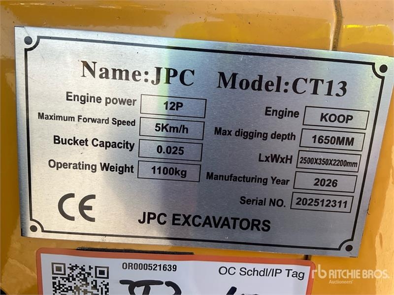 Mini-pelle JPC CT13 — occasion 2026