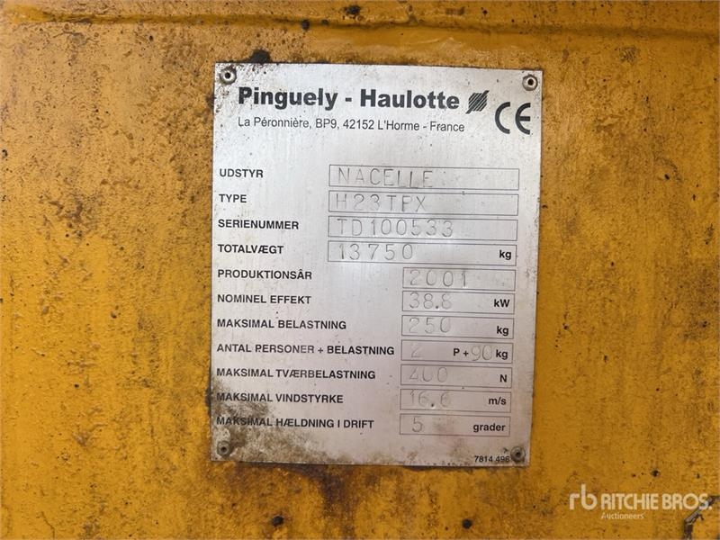 Nacelle télescopique Haulotte Pinguely-Haulotte H23TPX 4WD Diesel Nacelle Telesc — occasion 2001, 1 606 h