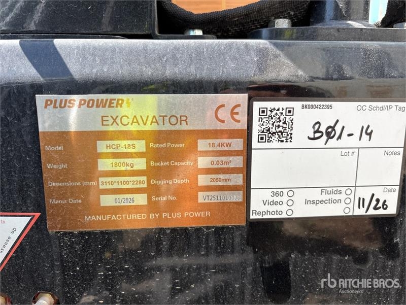 Mini-pelle Plus Power HCP-18S Mini (Unused) — occasion 2025