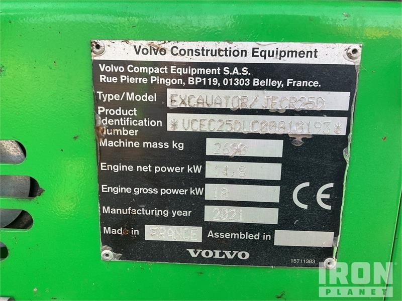 Mini-pelle Volvo ECR25 Mini — occasion 2021