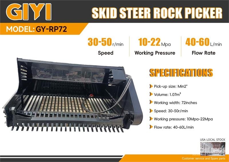 Épierreuse GIYI GY-RP72 72 in Skid Steer Rock Picker (Unused) — occasion 2026