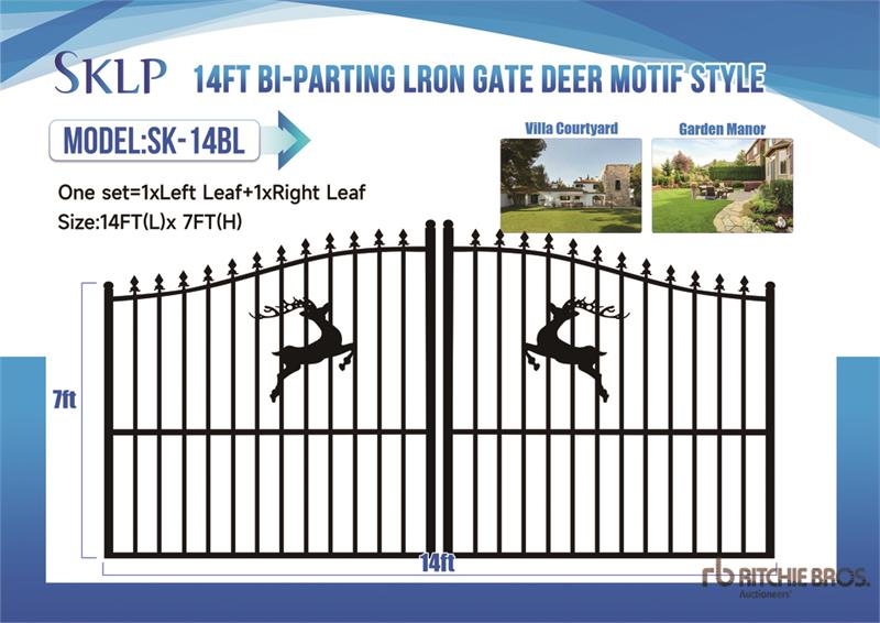 SKLP SK-14BL 14 ft x 7 ft Wrought Iron Bi-Parting