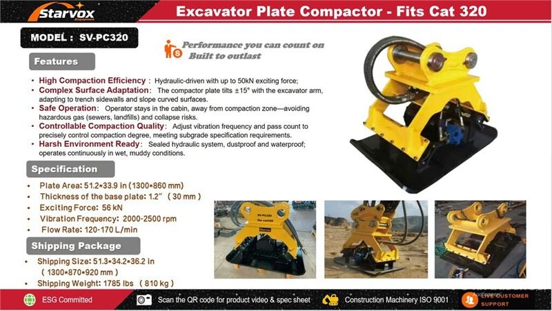 Plaque vibrante STARVOX SV-PC320 Plate Compactor Attachm — occasion 2026