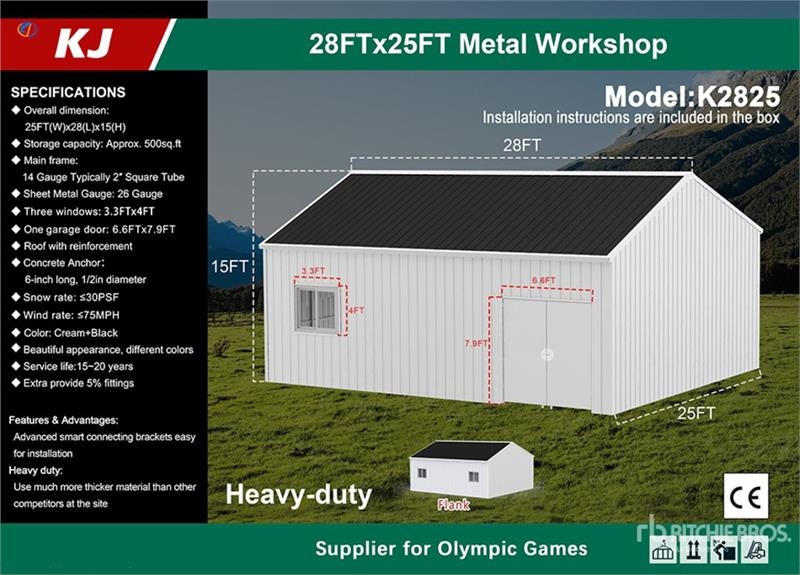 Remorque KJ K2825 28 ft x 25 ft Metal Workshop (Unused) — occasion 2026