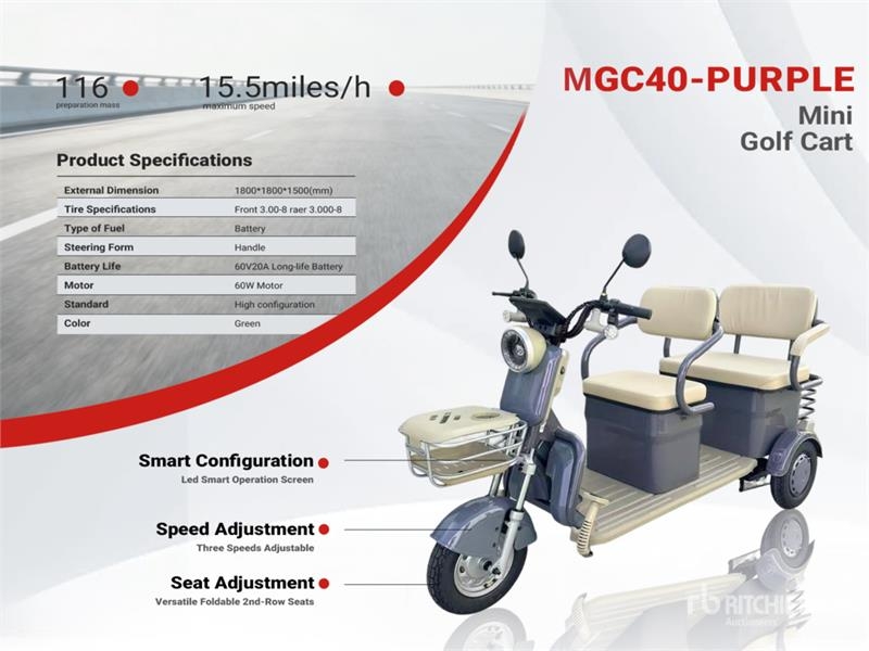 Quad MGC40-PURPLE 3 TT E-Trike Mini Scooter (Unused) — occasion 2026