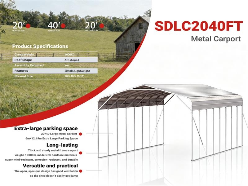 SDLC2040FT 20 ft x 40 ft Multi-Use Metal Carport (