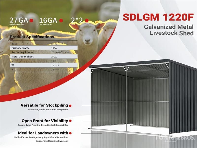 SDLGM1220F 12 ft x 20 ft Galvanized Metal Livestoc