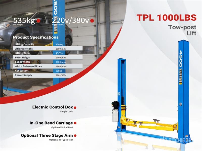 TPL-BLUE 2 Post 10000 lb Vehicle Lift (Unused)