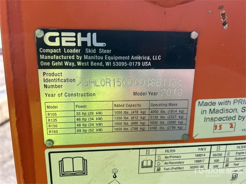 Chargeuse compacte Gehl R150 — occasion 2018, 580 h