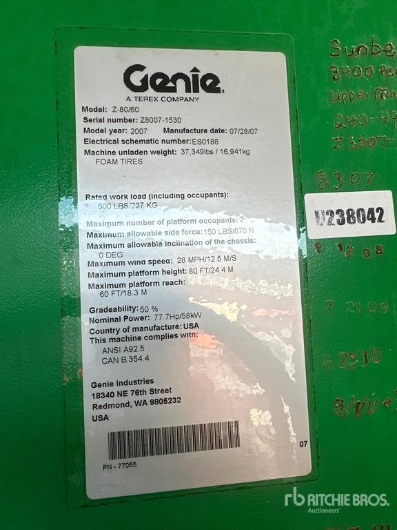 Nacelle articulée Genie z80 — occasion 2007, 5 387 h