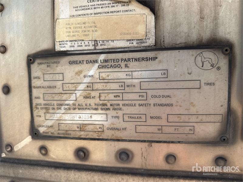 Great Dane 53 ft x 102 in T/A Refrigerated Trailer
