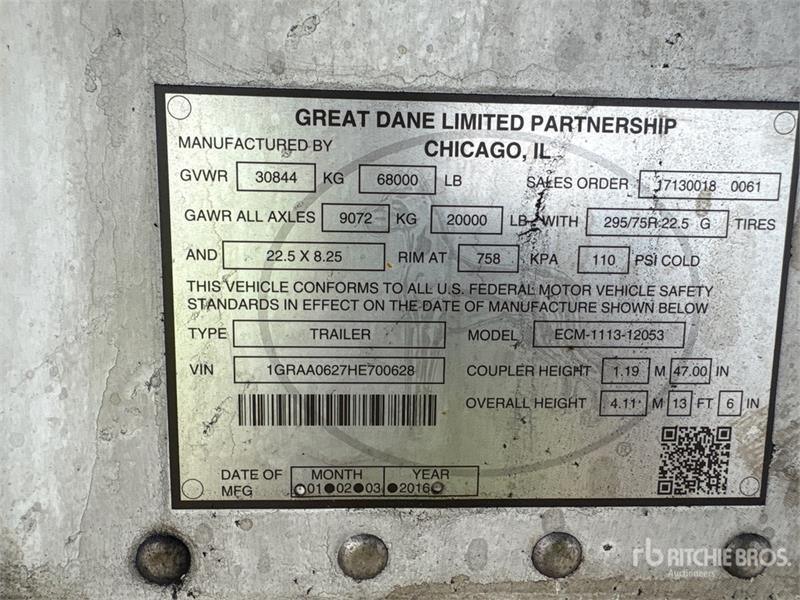 Great Dane 53 ft x 102 in T/A Refrigerated Trailer