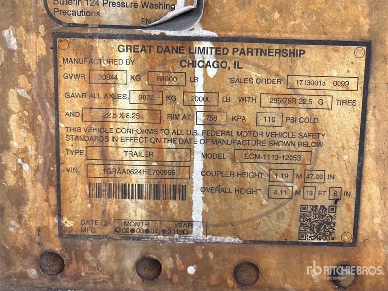 Great Dane 53 ft x 102 in T/A Refrigerated Trailer