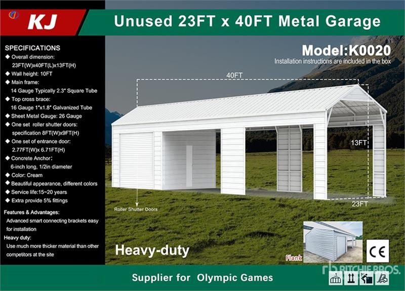 Hangar KJ K0020 40 ft x 23 ft Metal Garage Storage Building — occasion 2026