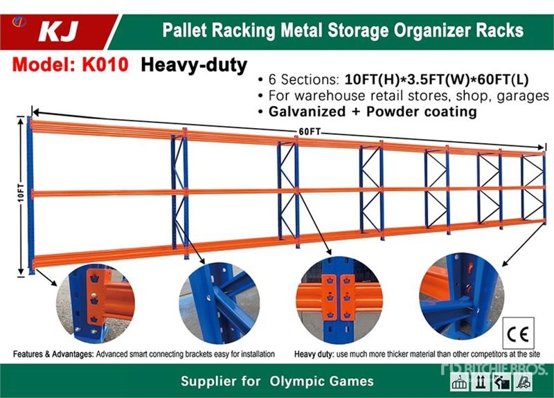 KJ K010 3 ft 6 in x 60 ft Pallet Racking (Unused)