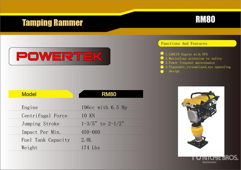 Compacteur Powertek RM80 Jumping Jack Tamper (Unused) — occasion 2026