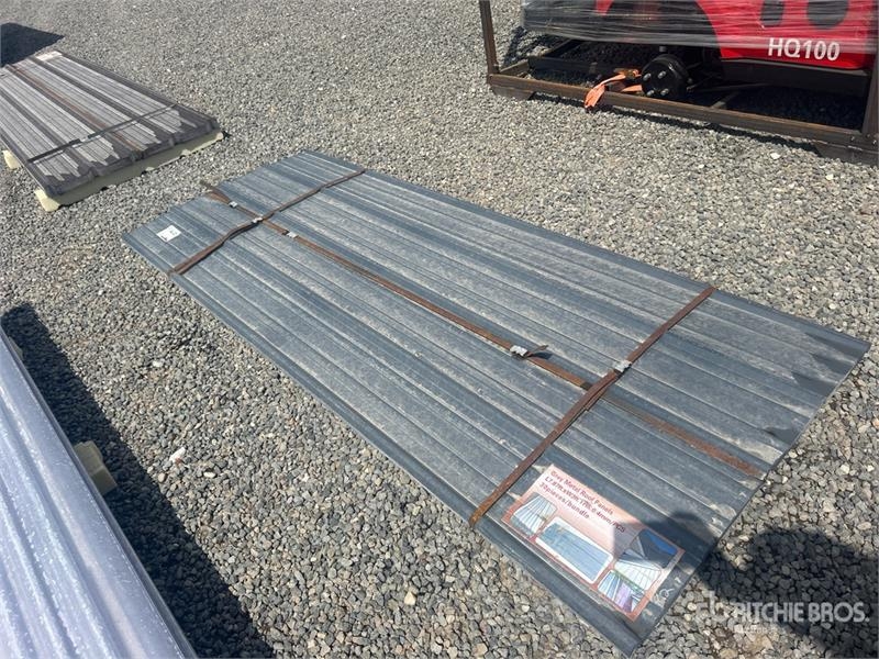 Quantity of (30) 8 ft x 3 ft Grey Metal Roof Corru