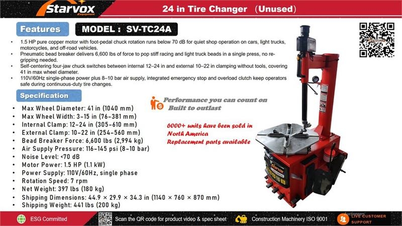 STARVOX SV-TC24A 24 in Tire Changer (Unused)