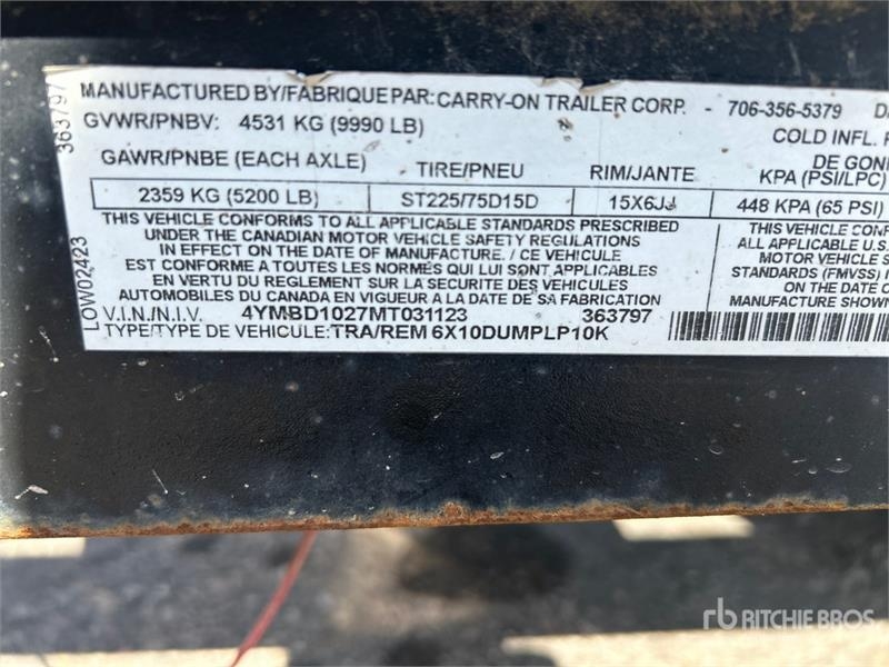 Carry-On 10 ft T/A Dump Utility Trailer