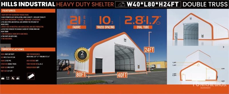 Hangar HIlls Industrial 804024 40 ft x 80 ft x 24 ft Stor — occasion 2026