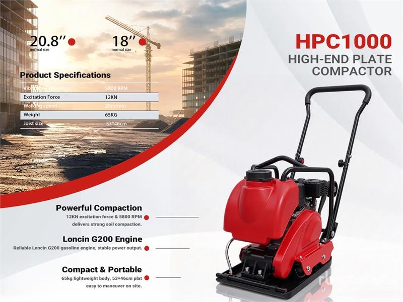 Plaque vibrante HPC1000 Vibratory Plate Compactor (Unused) — occasion 2026